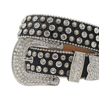 Black Strap With Silver Adorned And Rhinestone Belt