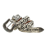 White Printed Strap With Black Adorned Rhinestone Belt