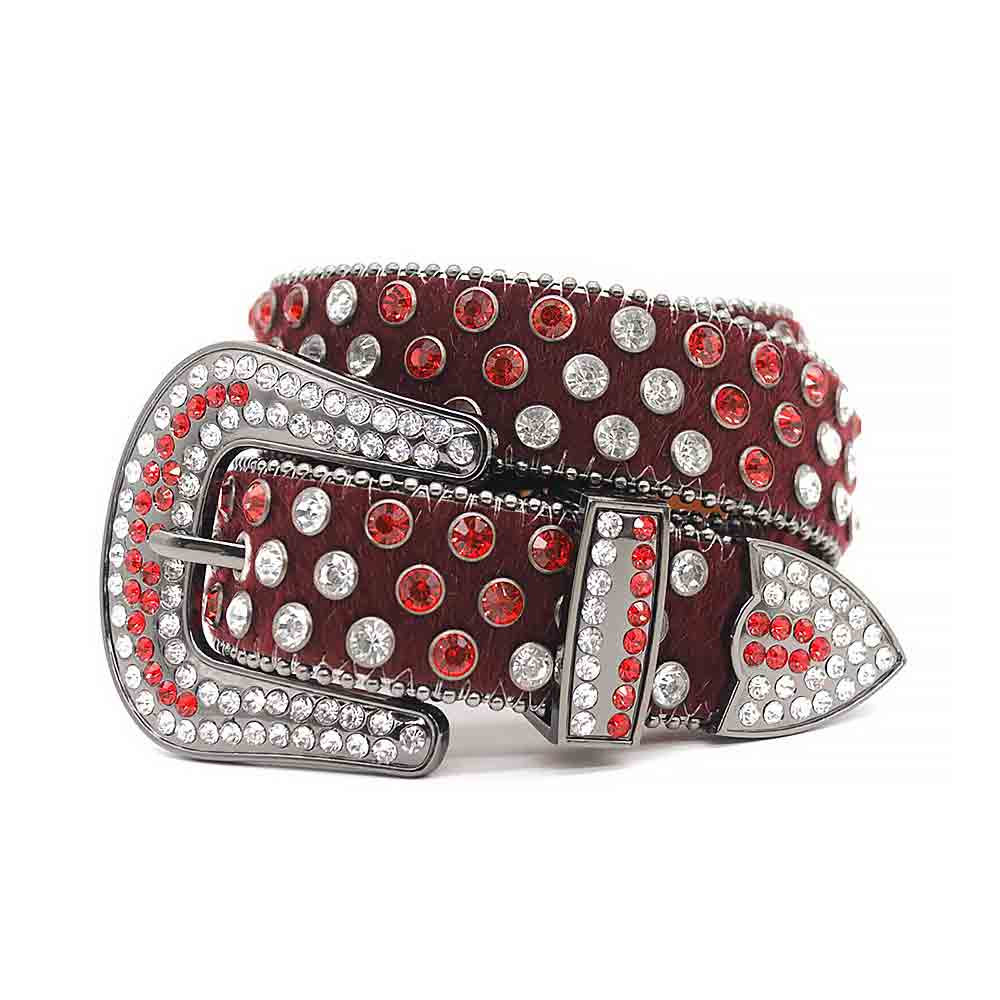 Red Strap With Red & Silver Sparkly Rhinestone Belt