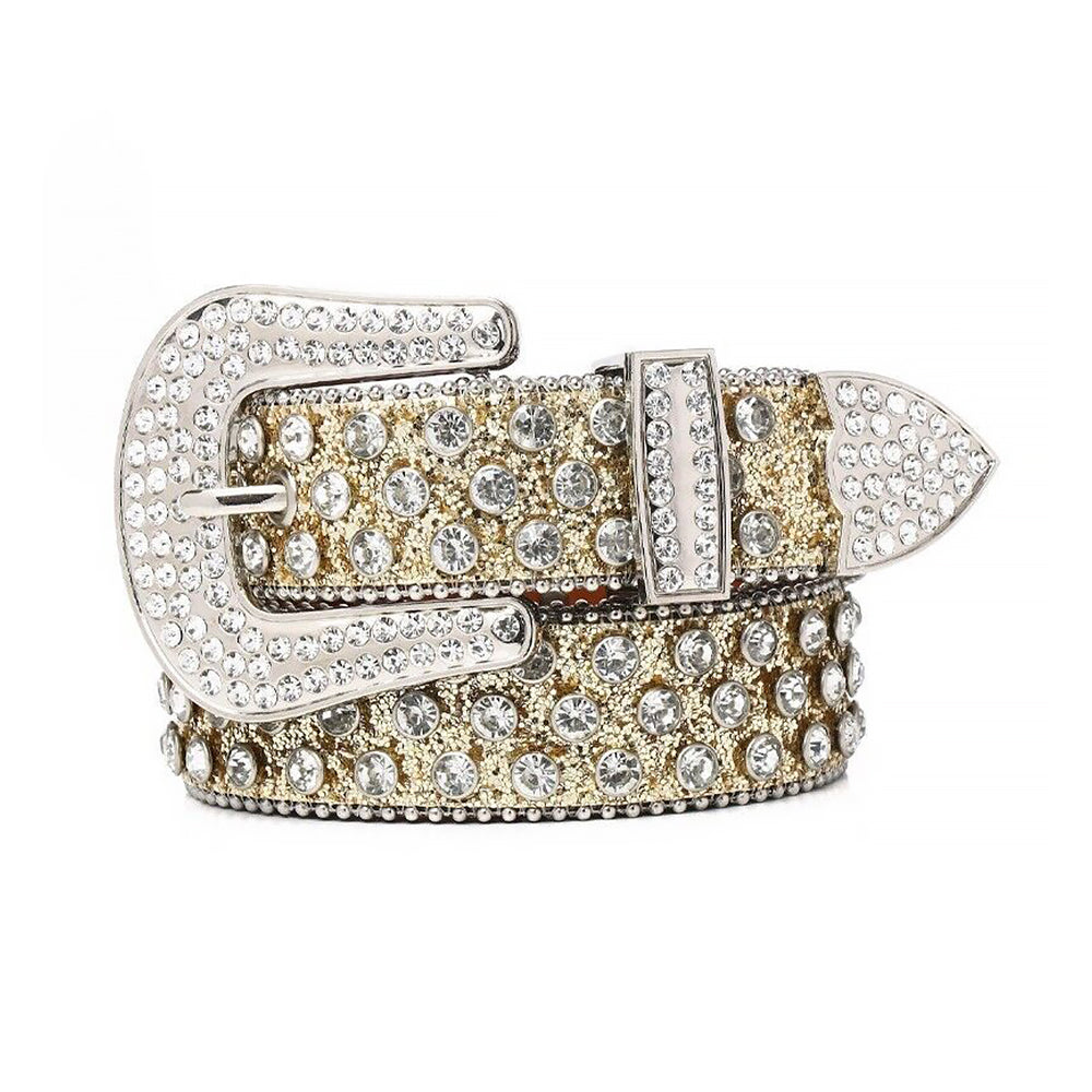 Shimmer Gold Strap With Faceted Crystal Rhinestone Belt