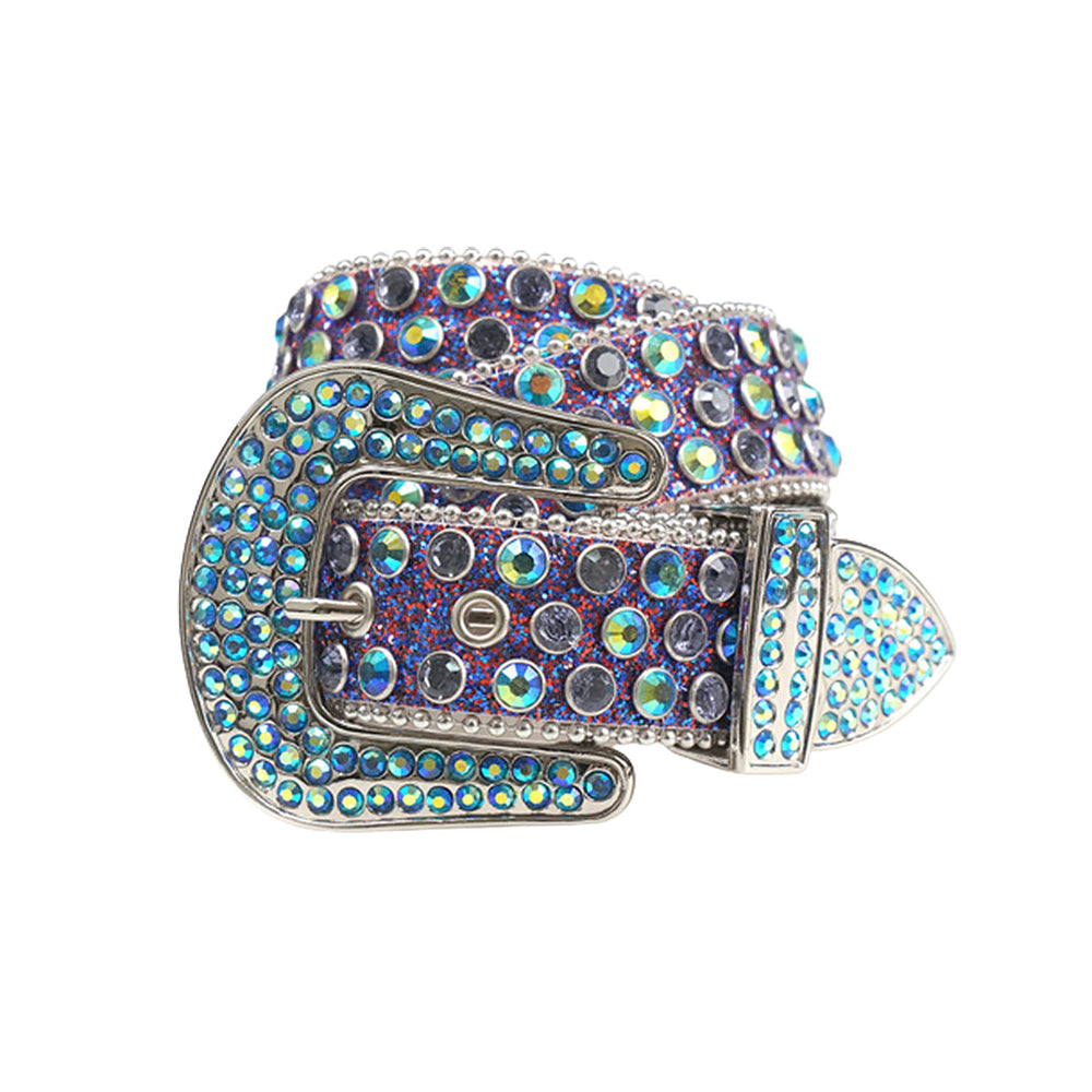 Lustrous Purple Strap With Multi & Purple Encrusted Rhinestone Belt