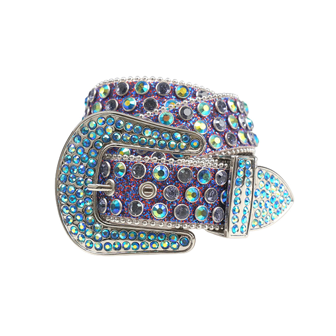 Lustrous Purple Strap With Multi & Purple Encrusted Rhinestone Belt