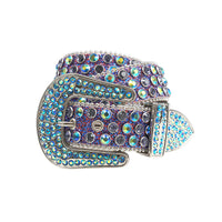 Lustrous Purple Strap With Multi & Purple Encrusted Rhinestone Belt