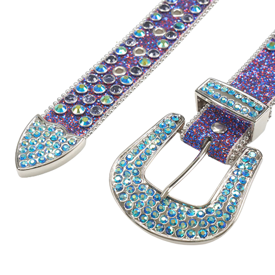 Lustrous Purple Strap With Multi & Purple Encrusted Rhinestone Belt