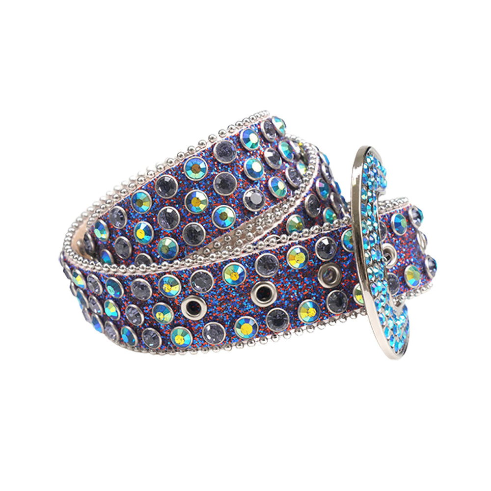 Lustrous Purple Strap With Multi & Purple Encrusted Rhinestone Belt
