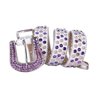 White Strap With Faceted Crystal & Purple Encrusted Rhinestone Belt