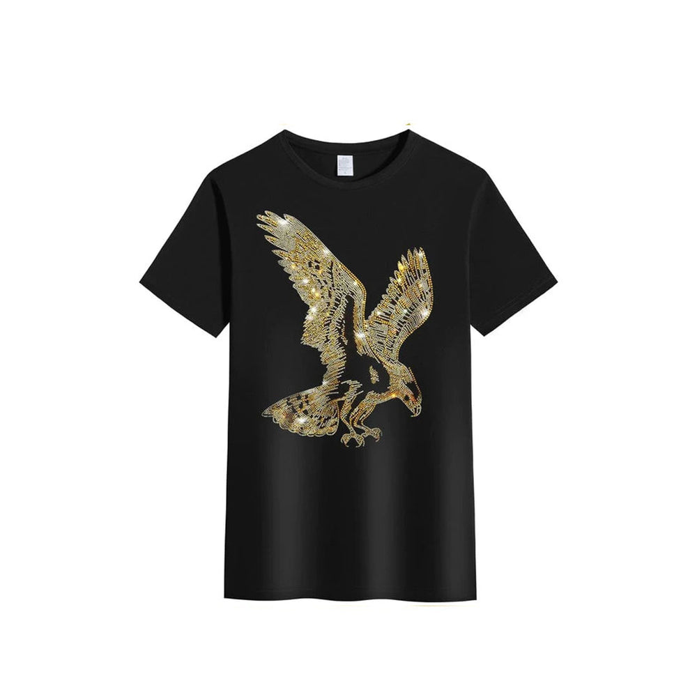Men's Eagle Rhinestone Design Shimmer Glimmering T-Shirt