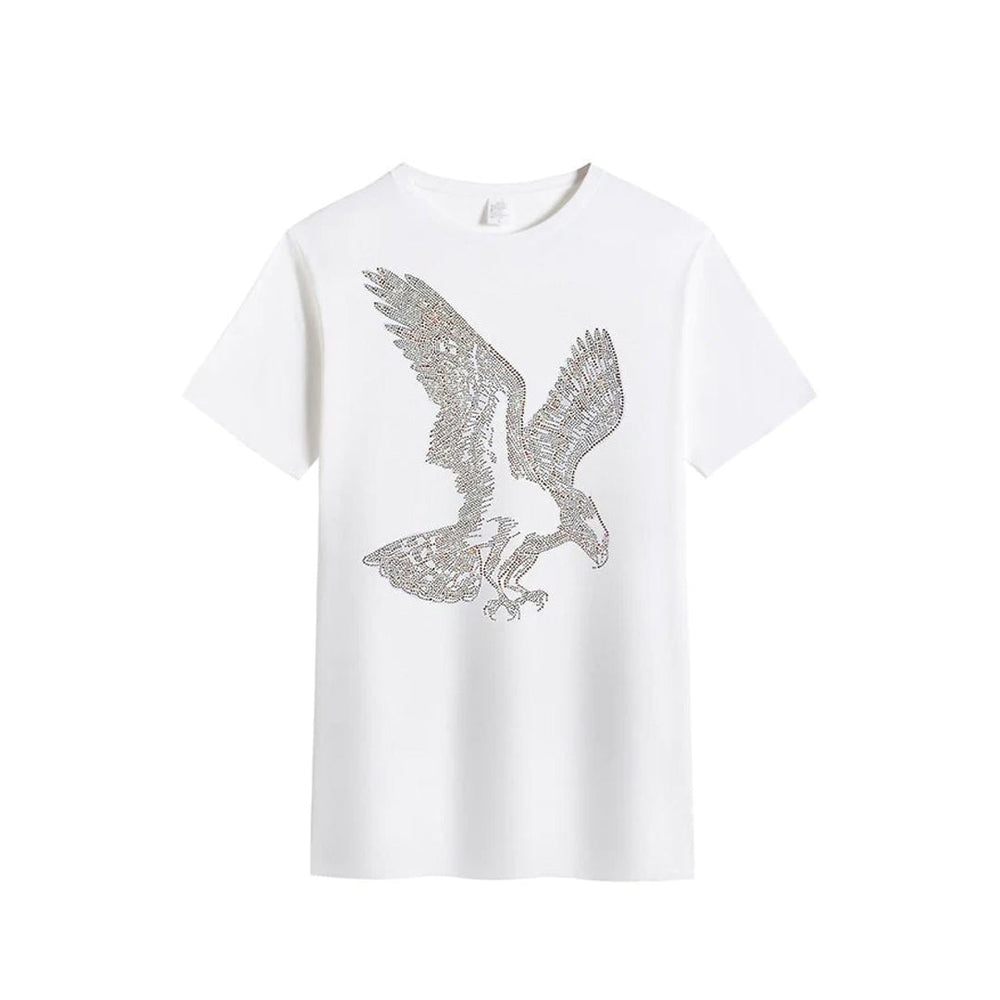 Men's Eagle Rhinestone Design Shimmer Glimmering T-Shirt