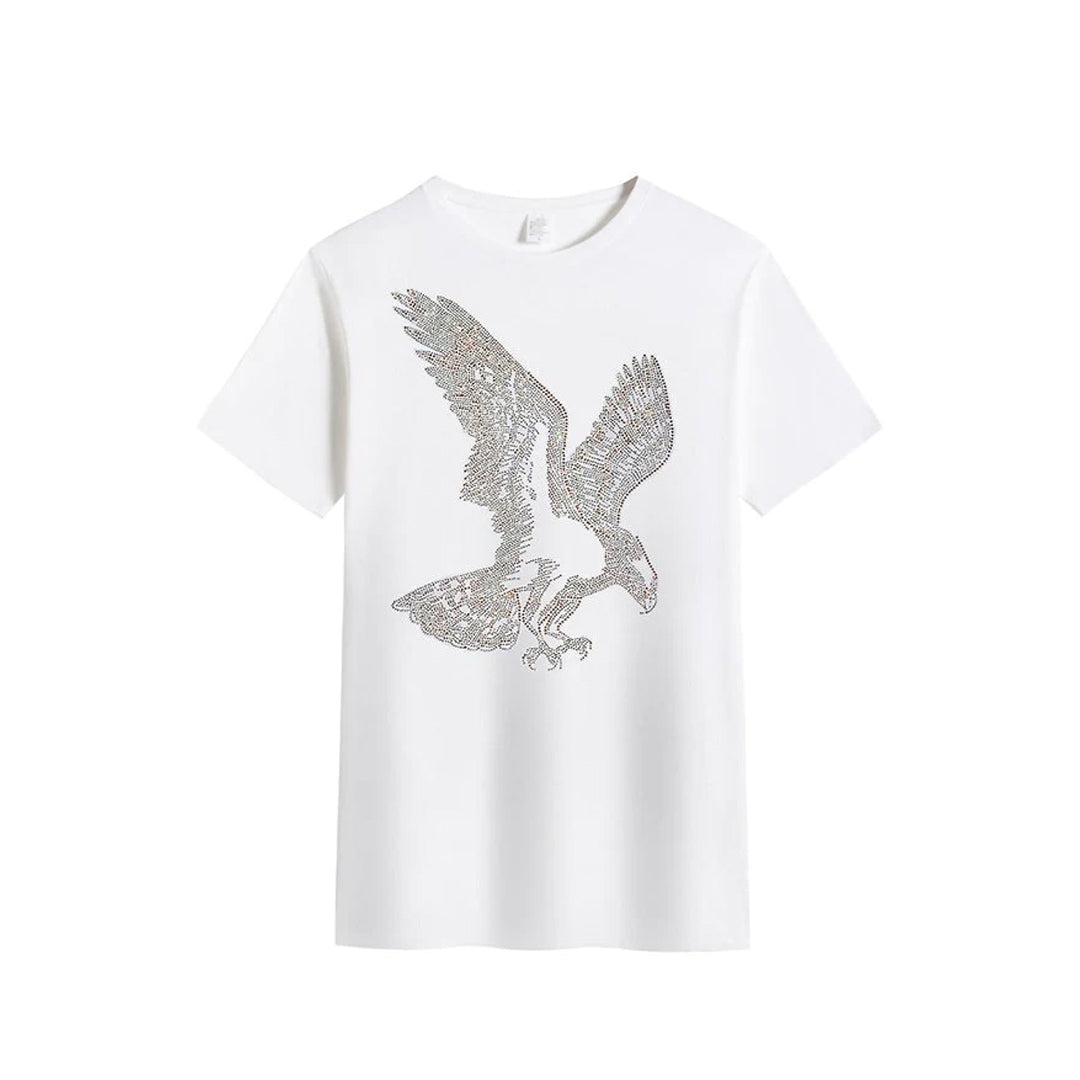Men's Eagle Rhinestone Design Shimmer Glimmering T-Shirt
