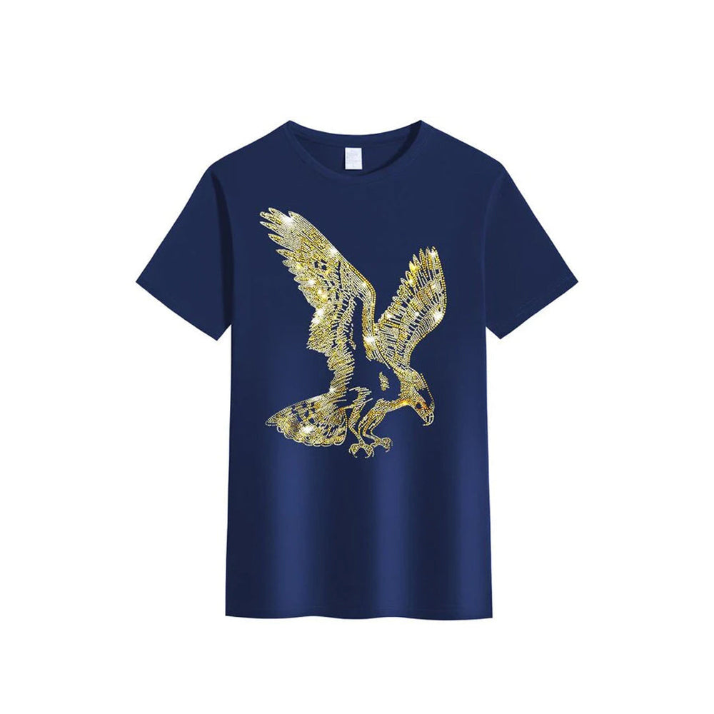 Men's Eagle Rhinestone Design Shimmer Glimmering T-Shirt