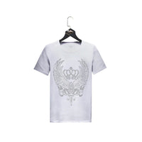 Men's Fashion Crown Rhinestones Short Sleeve Tee