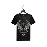 Men's Fashion Crown Rhinestones Short Sleeve Tee