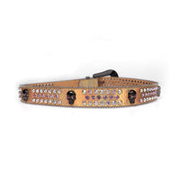 Gold Strap Skull Buckle With Sparkly Pink & Multi Rhinestone Belt