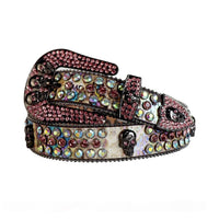 Skull Multi Strap With Multi & Pink Embellished Rhinestone Belt