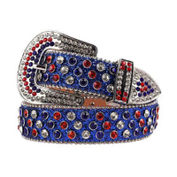 Blue Strap With Multi Rhinestone Waist Belt