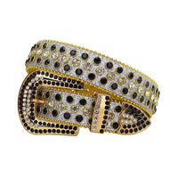 Silver Strap With Black & Faceted Crystal Embellished Rhinestone Belt