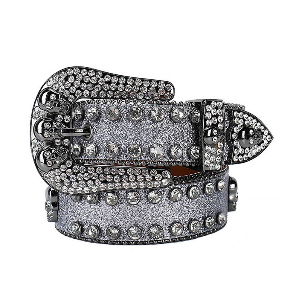 Skull Grey With Lustrous Grey Rhinestone Belt