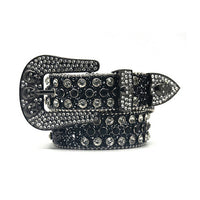 Black Skull With Black & Faceted Crystal Rhinestone Belt