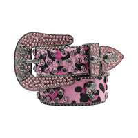 Skull Pink With Pink Faceted Crystal Rhinestone Belt