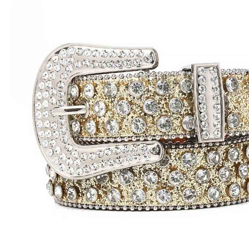 Shimmer Gold Strap With Faceted Crystal Rhinestone Belt
