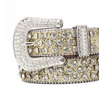 Shimmer Gold Strap With Faceted Crystal Rhinestone Belt