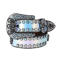 Multi Skull Buckle With Multi Rhinestone Statement Belt
