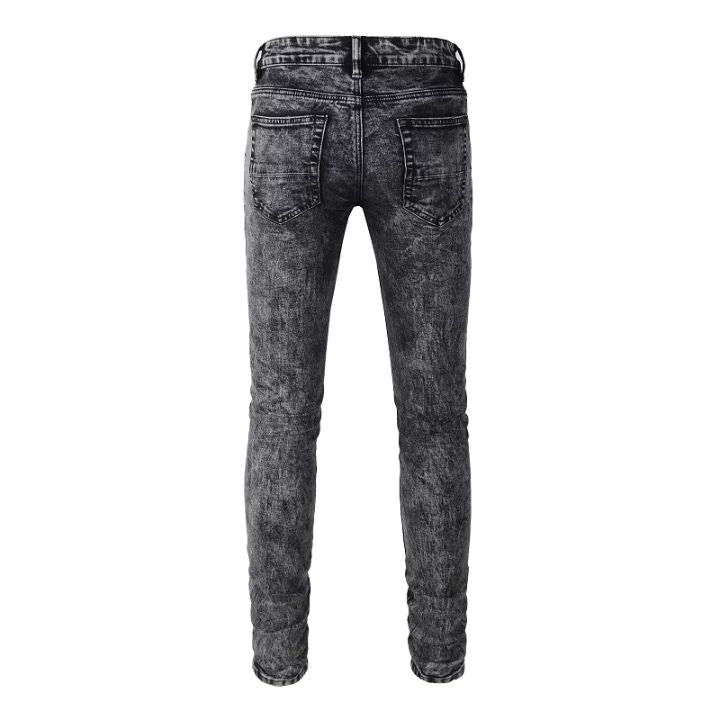 Men's Gray Black Quality Blank Distressed Jeans