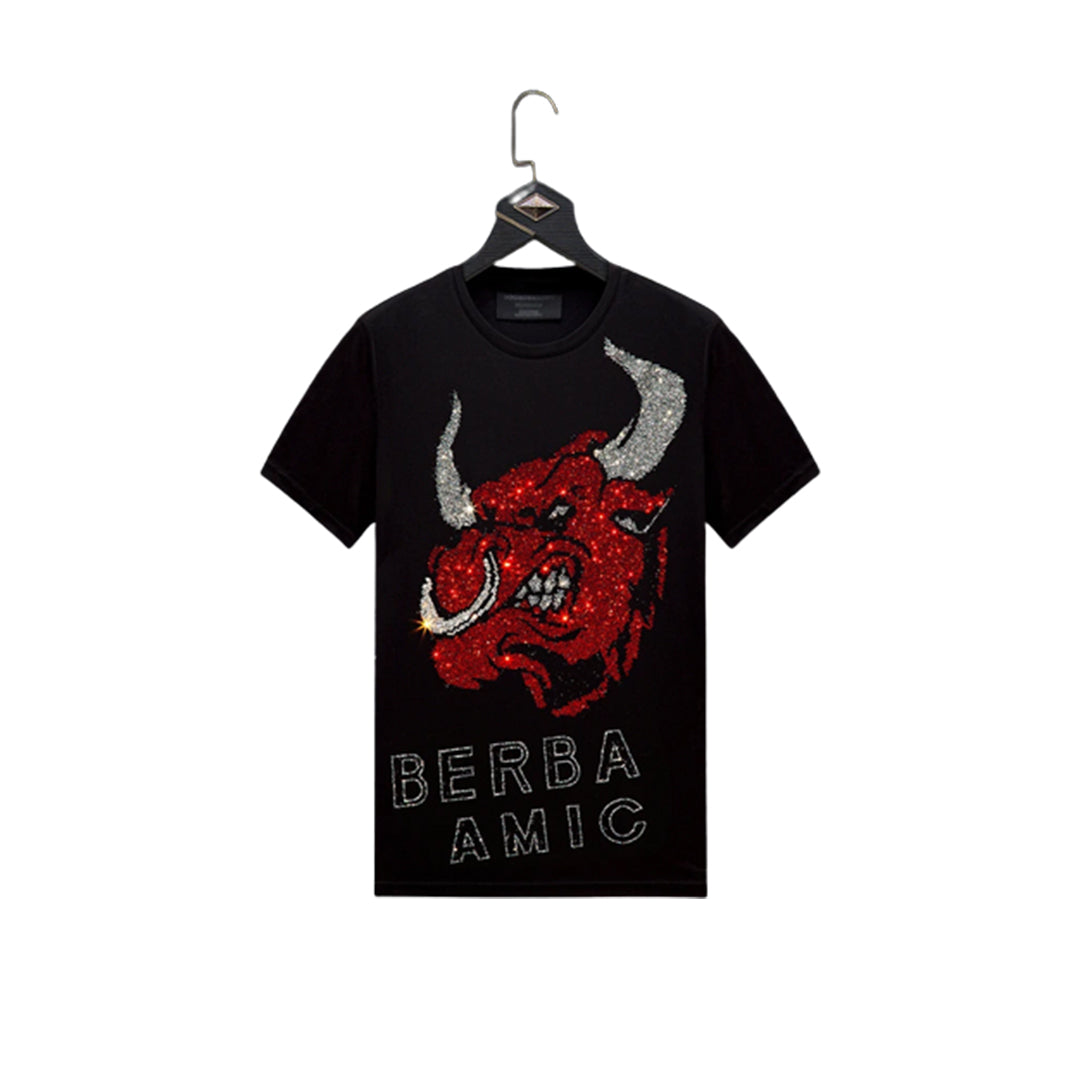 Men's Street-Style Short Sleeve Bull Rhinestone T-Shirt