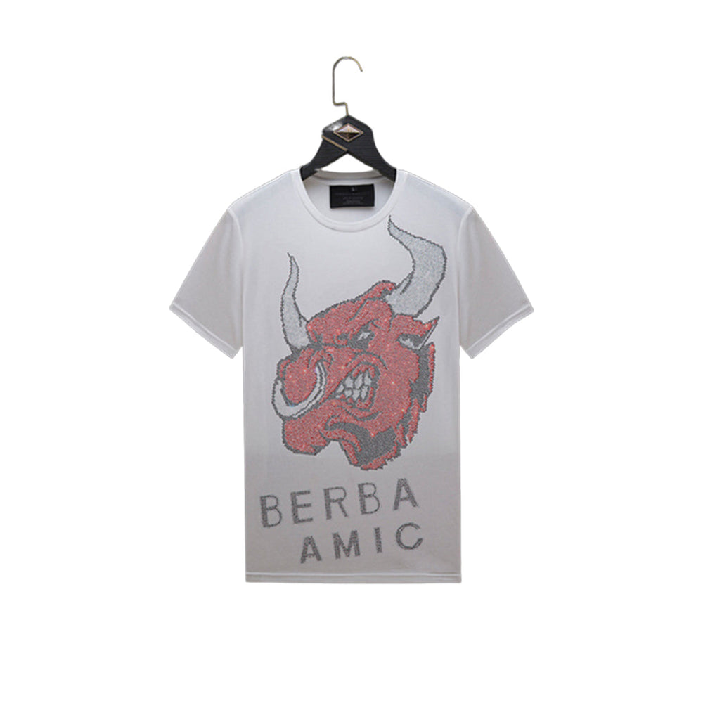 Men's Street-Style Short Sleeve Bull Rhinestone T-Shirt