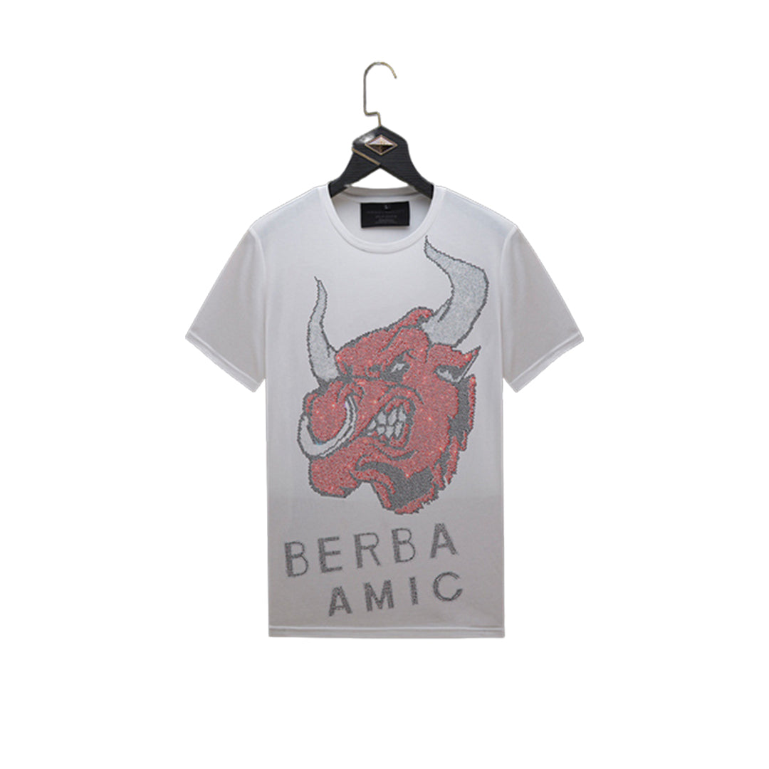 Men's Street-Style Short Sleeve Bull Rhinestone T-Shirt