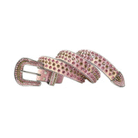 Glossy Pink Strap With Pink & Brown Rhinestone Belt