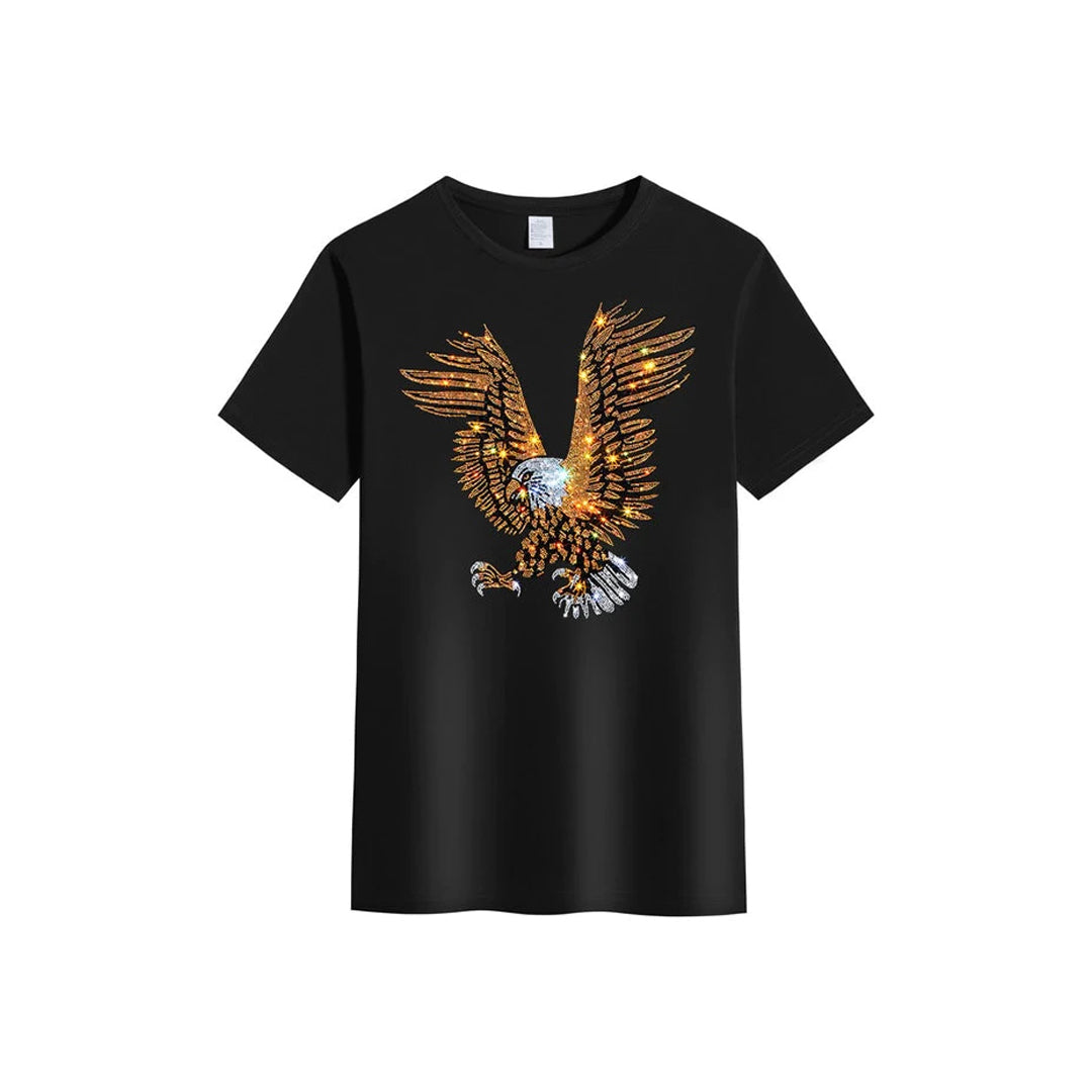 Men's Rhinestone 3D Hawk Tee