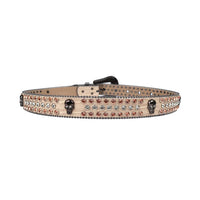 Skull Beige Strap With Sparkly Gold & Silver Rhinestone Belt