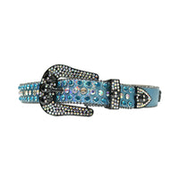 Glossy Skull Blue Strap With Blue & Multi Rhinestone Belt