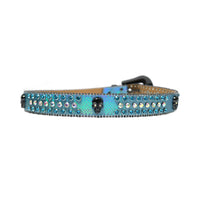 Glossy Skull Blue Strap With Blue & Multi Rhinestone Belt