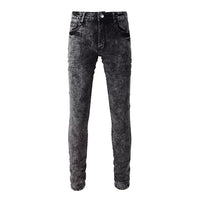 Men's Gray Black Quality Blank Distressed Jeans