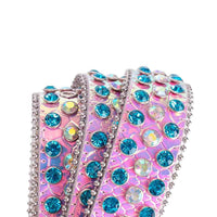 Pink Strap With Multi & Blue Lustrous Rhinestone Belt