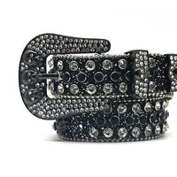 Black Skull With Black & Faceted Crystal Rhinestone Belt