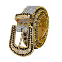 Silver Strap With Black & Faceted Crystal Embellished Rhinestone Belt