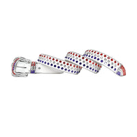 Plain White Strap With Sparkly Multi Rhinestone Belt