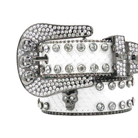 Skull White With Faceted Crystal Encrusted Rhinestone Belt