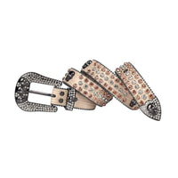Skull Beige Strap With Sparkly Gold & Silver Rhinestone Belt