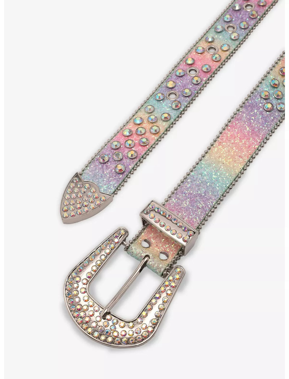 Pastel Rainbow Crystal Rhinestone Western Belt - front view