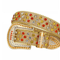 Gold Strap With Multi Faceted Crystal Rhinestone Belt