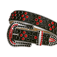 Black Strap With Red & Black Sparkly Rhinestone Belt