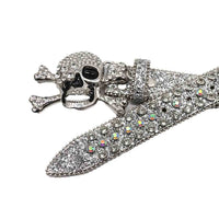 Metal Skull Buckle With Silver & Multi Embellished Rhinestone Belt