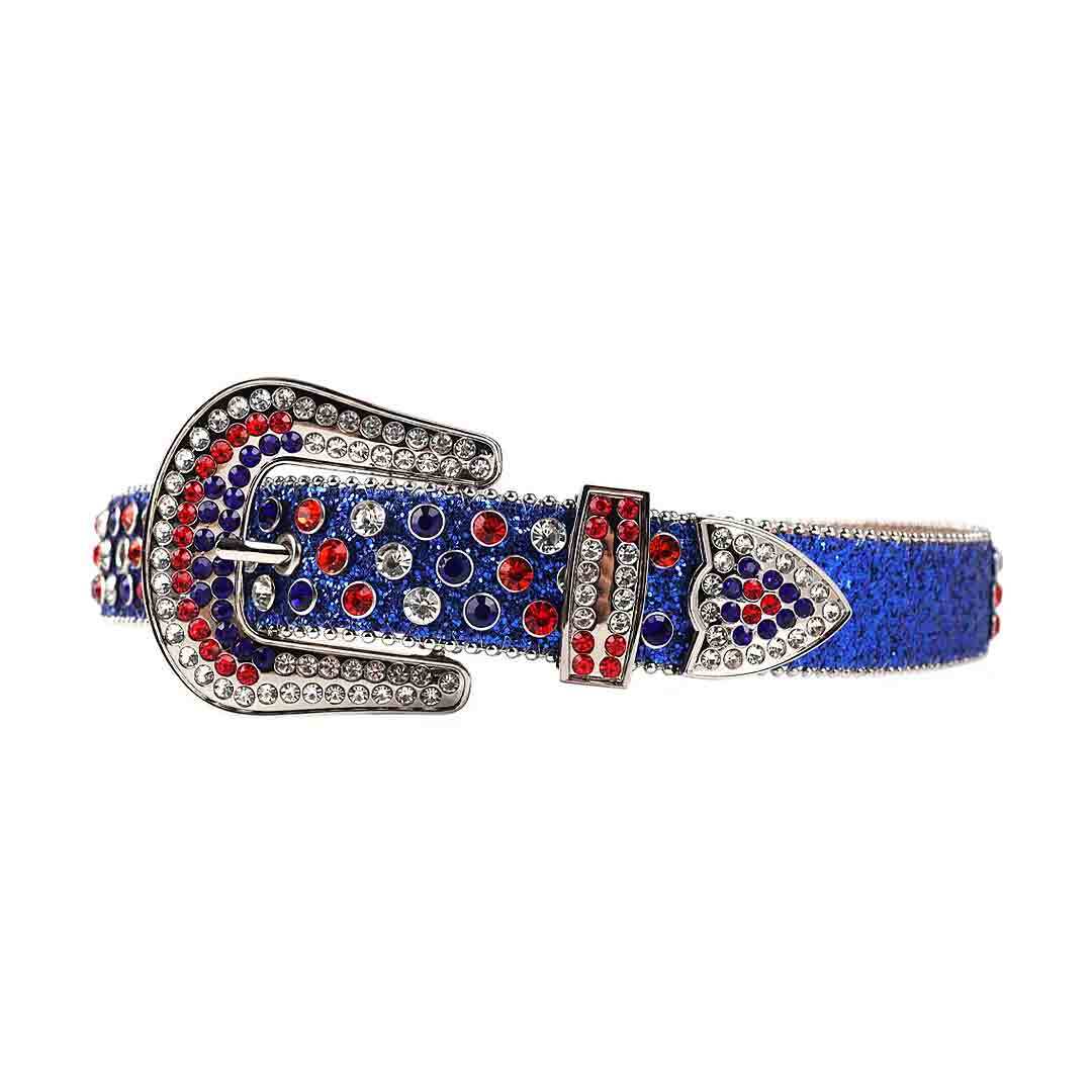 Blue Strap With Multi Rhinestone Waist Belt