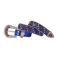 Blue Strap With Multi Rhinestone Waist Belt