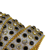 Silver Strap With Black & Faceted Crystal Embellished Rhinestone Belt