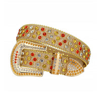 Gold Strap With Multi Faceted Crystal Rhinestone Belt